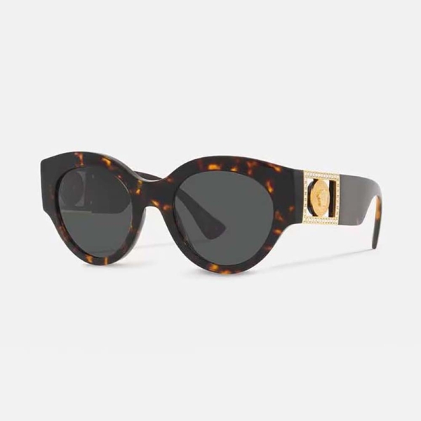 Versace Women Bright Medusa Crystal Sunglasses-Brown (1)