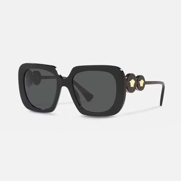 Versace Women Double Medusa Squared Sunglasses-Black (1)