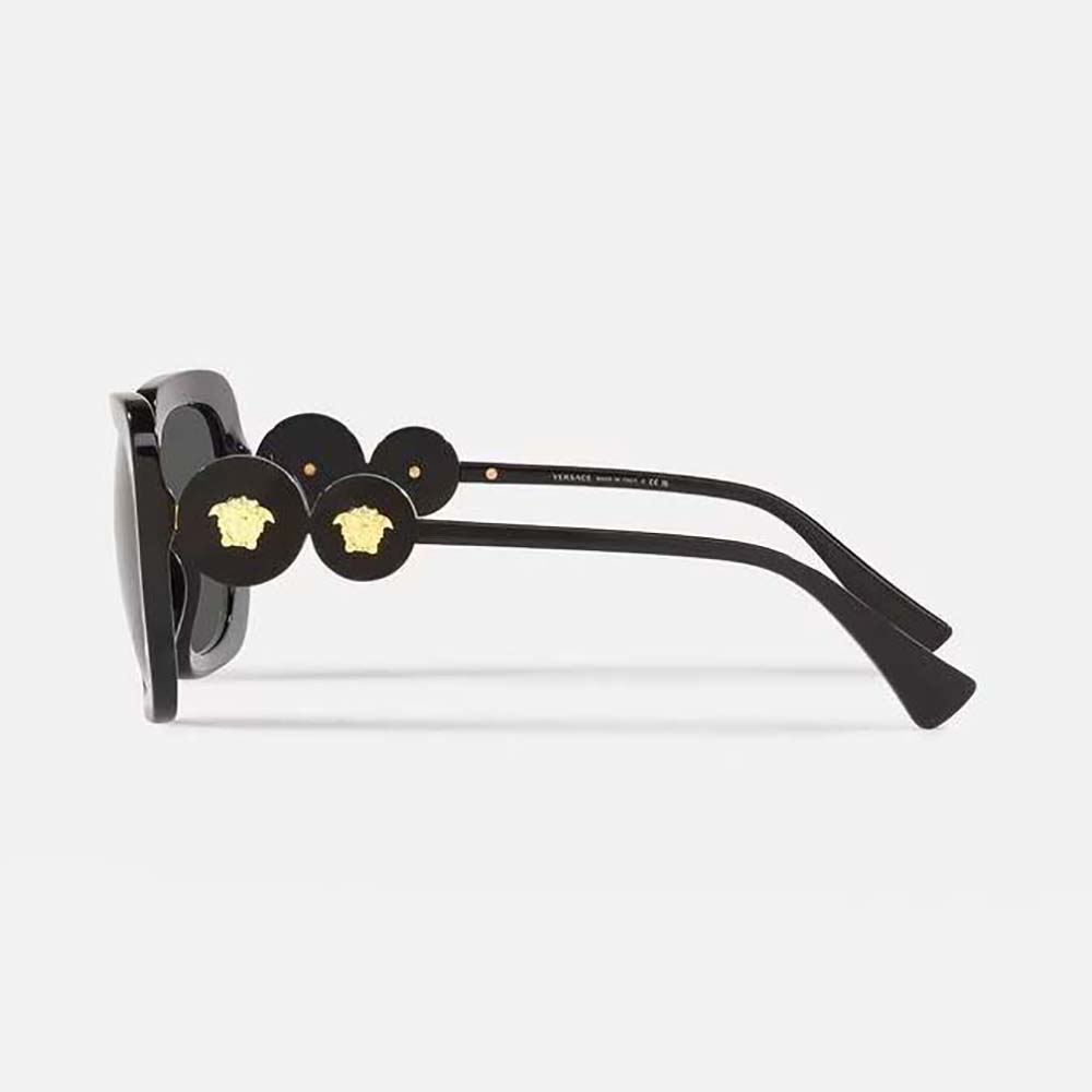 Versace Women Double Medusa Squared Sunglasses-Black (3)