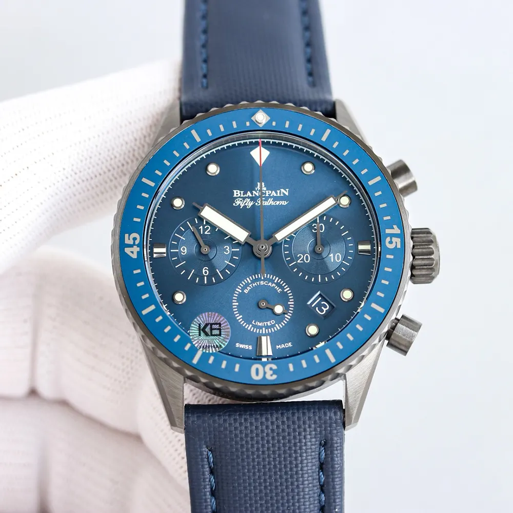 Blancpain Men Fifty Fathoms Bathyscaphe Flyback Chronograph 43mm in Blue (2)
