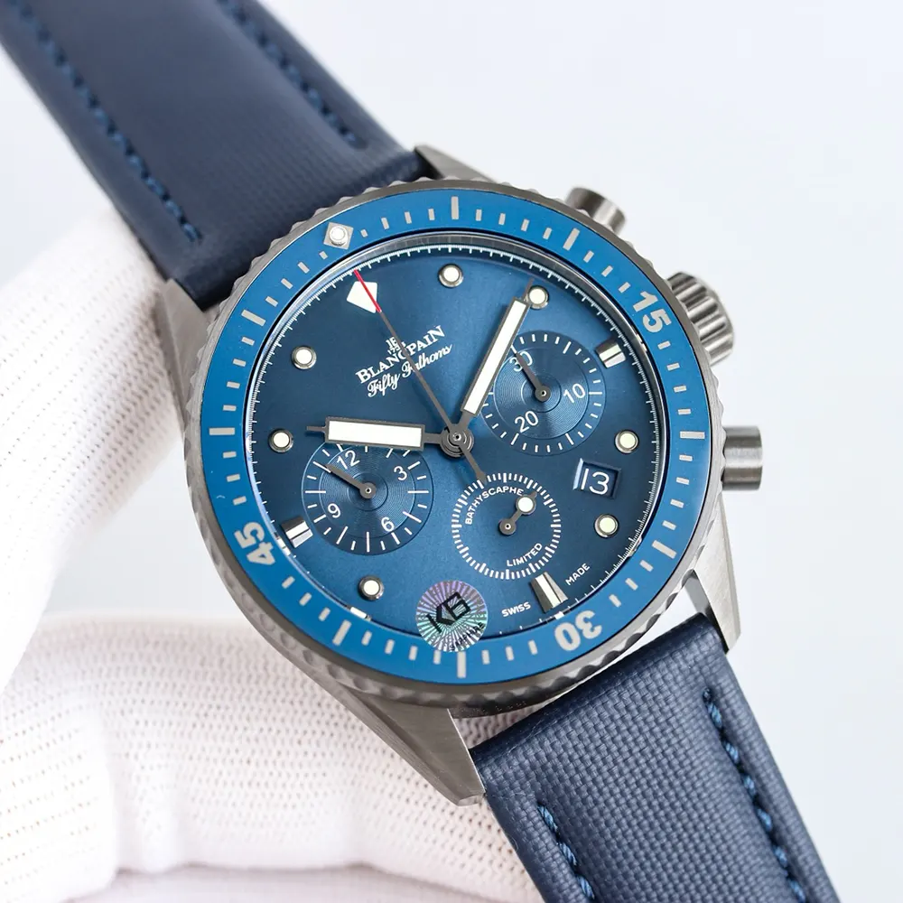 Blancpain Men Fifty Fathoms Bathyscaphe Flyback Chronograph 43mm in Blue (3)