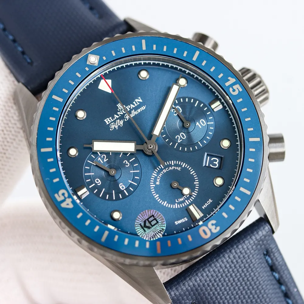 Blancpain Men Fifty Fathoms Bathyscaphe Flyback Chronograph 43mm in Blue (4)
