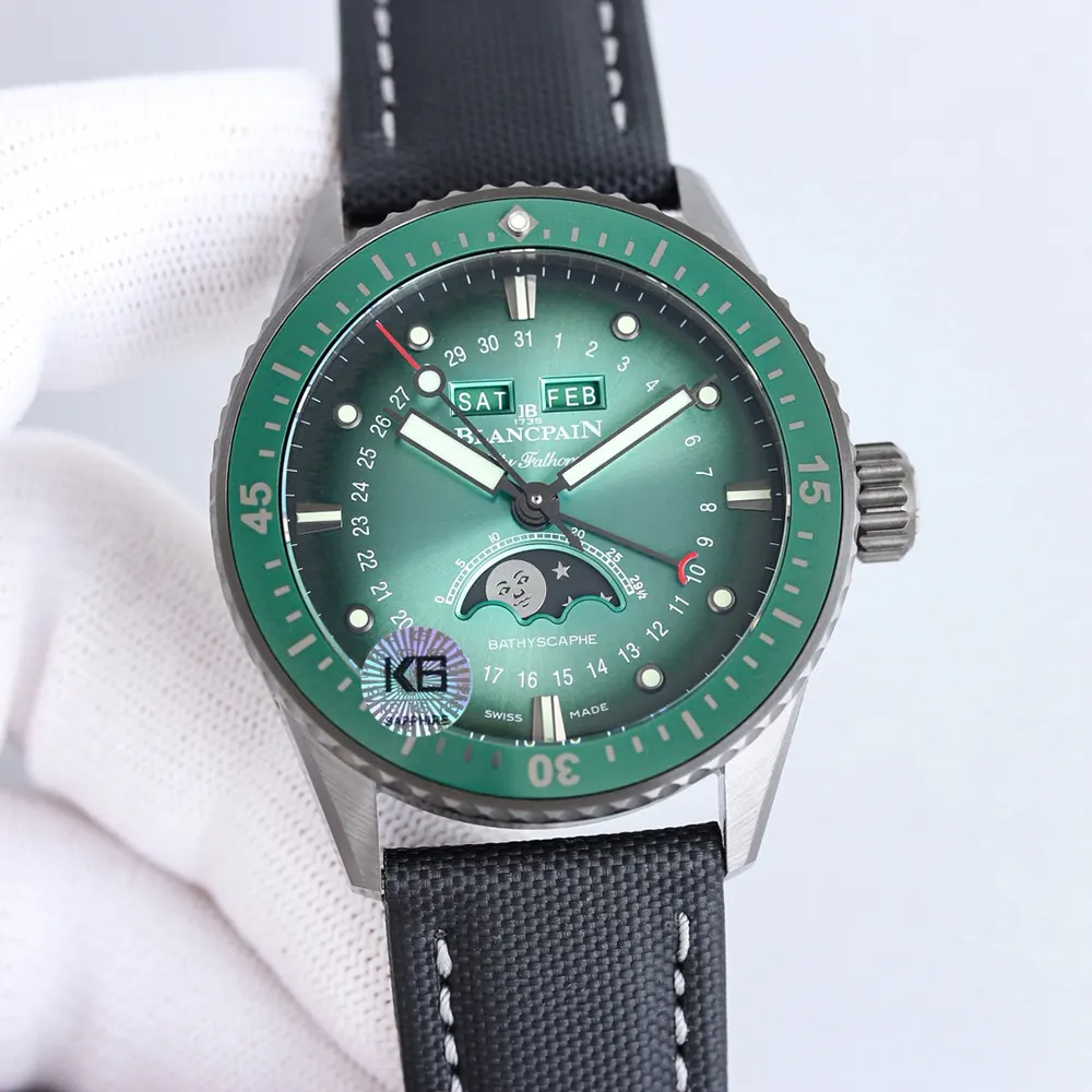 Blancpain Men Fifty Fathoms Bathyscaphe Quantième 43.6 mm in Green (5)