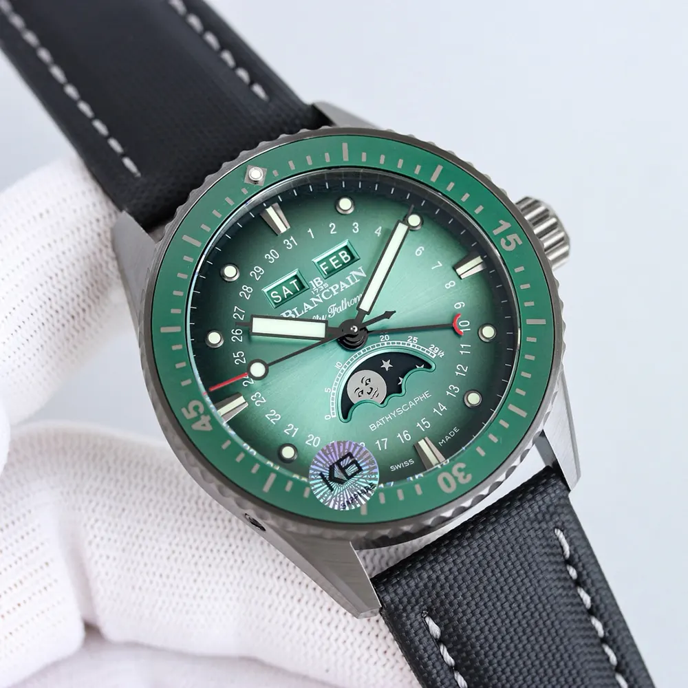 Blancpain Men Fifty Fathoms Bathyscaphe Quantième 43.6 mm in Green (6)
