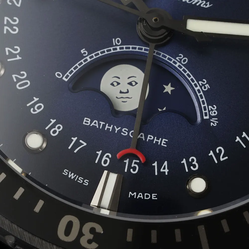 Blancpain Men Fifty Fathoms Bathyscaphe Quantième Complet Phases de Lune 43mm Blue in Sail-canvas (6)