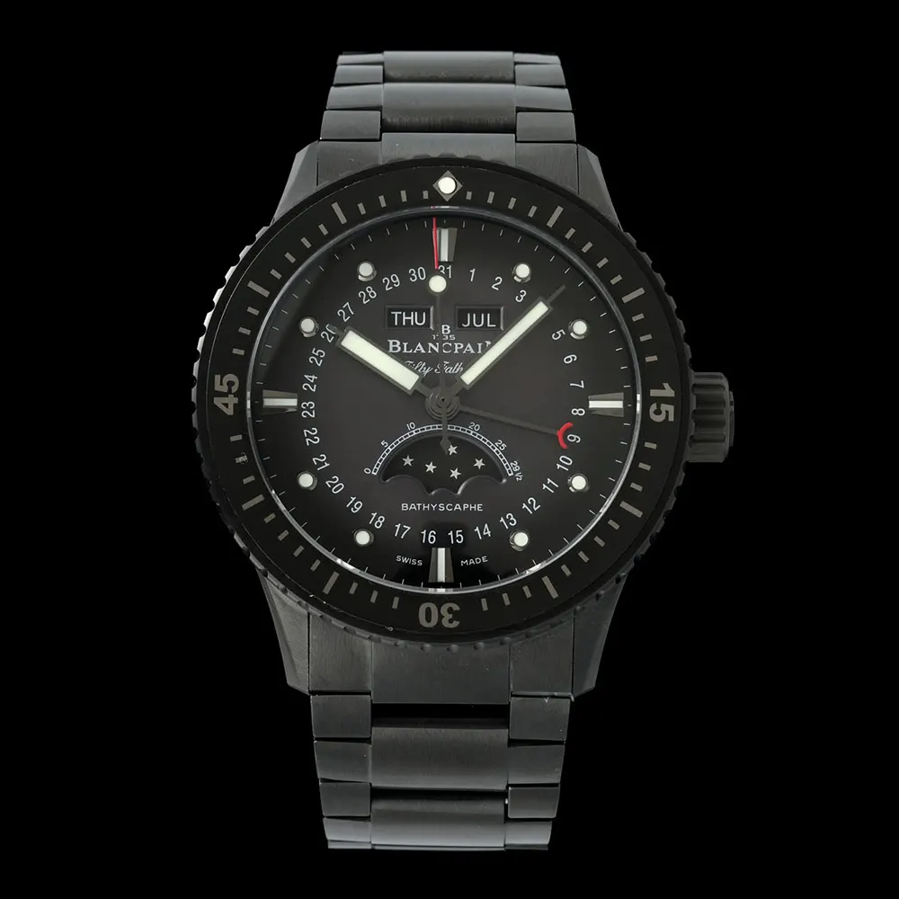 Blancpain Men Fifty Fathoms Bathyscaphe Quantième Complet Phases de Lune 43mm in Black (2)