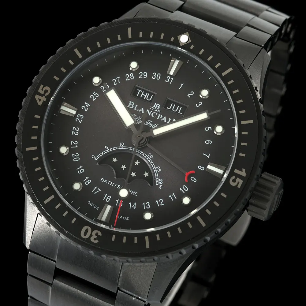 Blancpain Men Fifty Fathoms Bathyscaphe Quantième Complet Phases de Lune 43mm in Black (4)