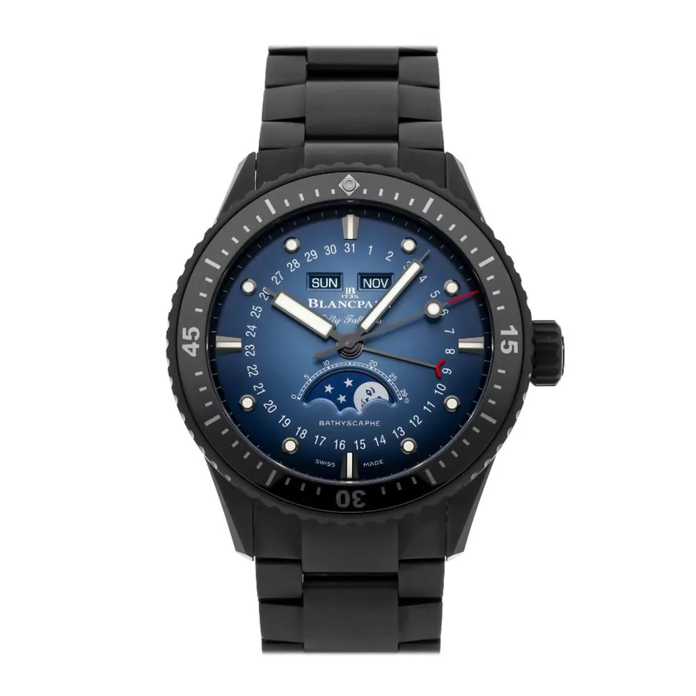 Blancpain Men Fifty Fathoms Bathyscaphe Quantième Complet Phases de Lune 43mm in Blue