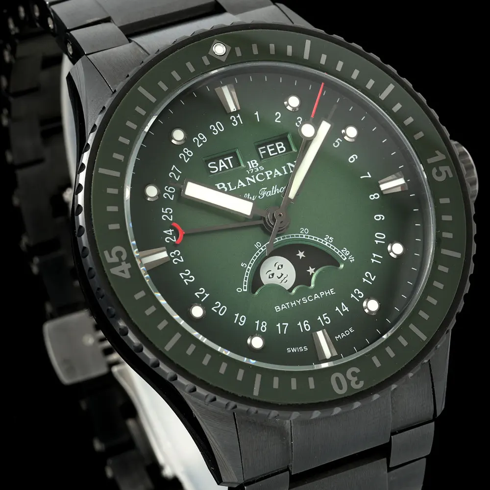 Blancpain Men Fifty Fathoms Bathyscaphe Quantième Complet Phases de Lune 43mm in Green (3)