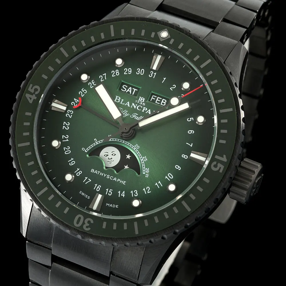 Blancpain Men Fifty Fathoms Bathyscaphe Quantième Complet Phases de Lune 43mm in Green (4)
