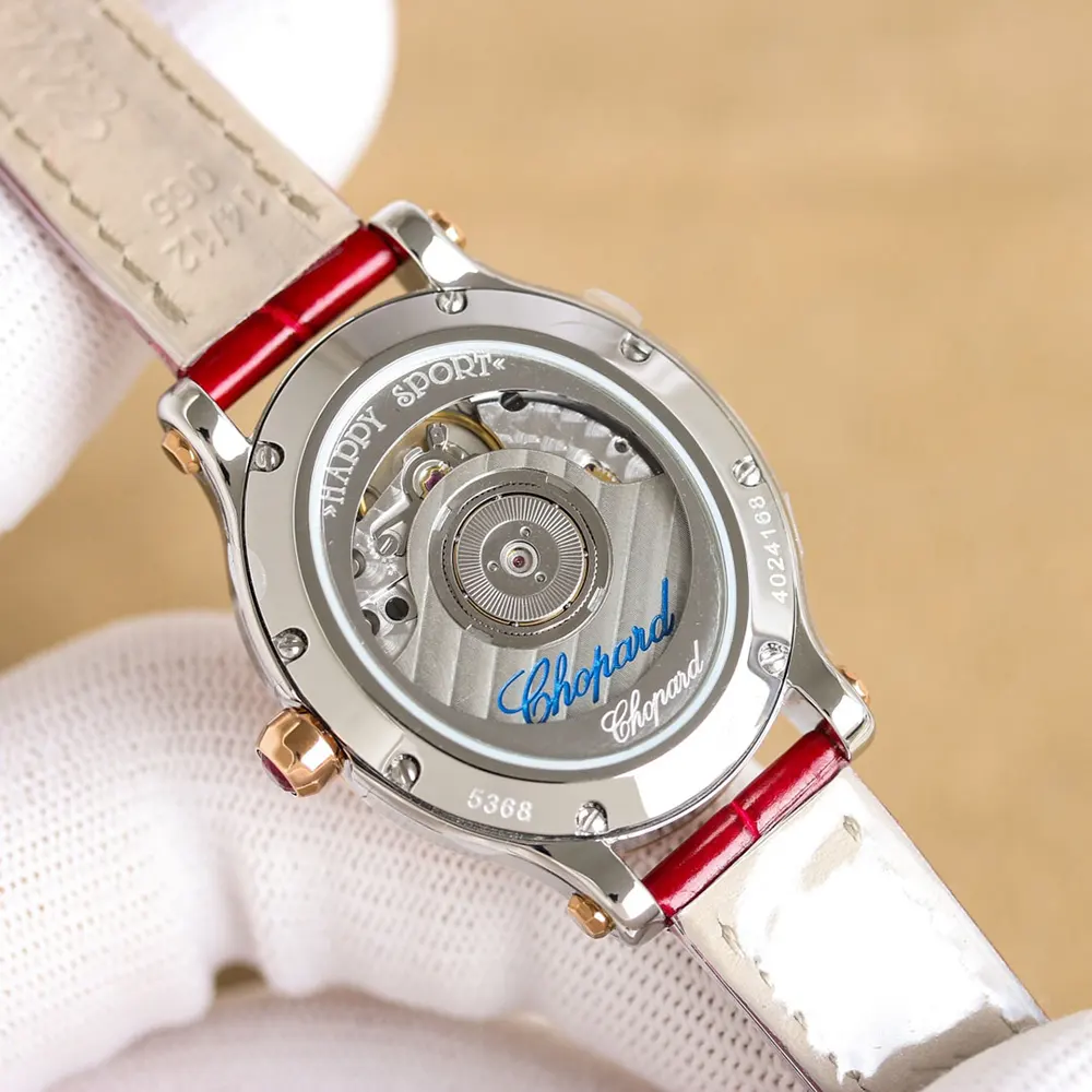 Chopard Women Happy Sport 29 x 31 mm in Red and Diamonds (10)