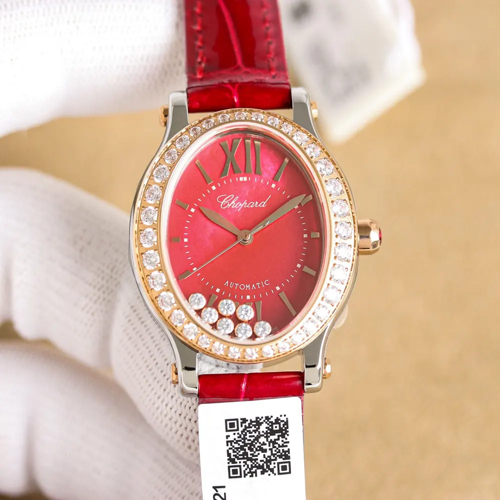 Chopard Women Happy Sport 29 x 31 mm in Red and Diamonds (2)