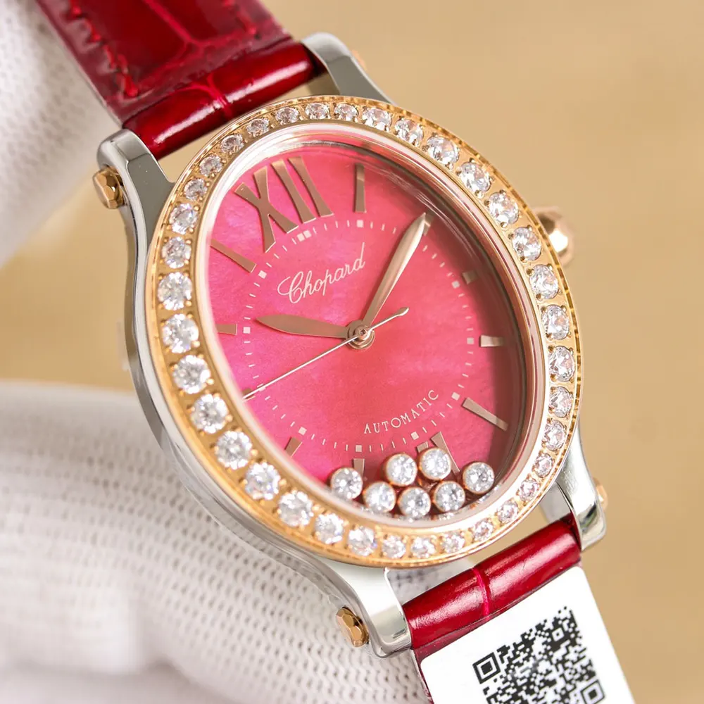 Chopard Women Happy Sport 29 x 31 mm in Red and Diamonds (3)