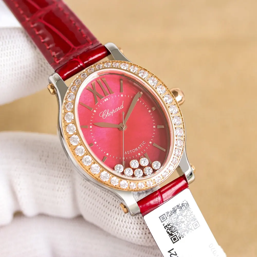 Chopard Women Happy Sport 29 x 31 mm in Red and Diamonds (4)