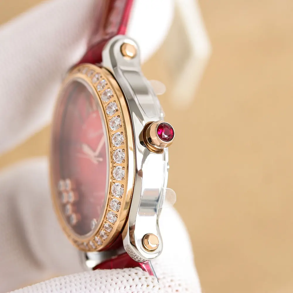 Chopard Women Happy Sport 29 x 31 mm in Red and Diamonds (8)