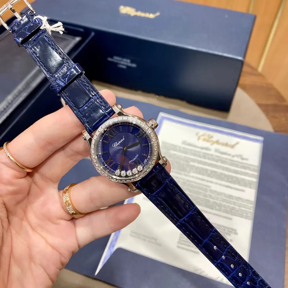 Chopard Women Happy Sport 30mm in Blue and Diamonds (2)