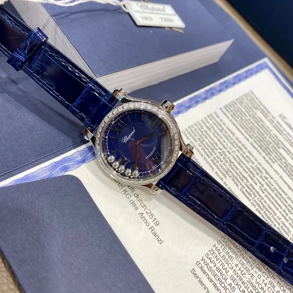 Chopard Women Happy Sport 30mm in Blue and Diamonds (3)