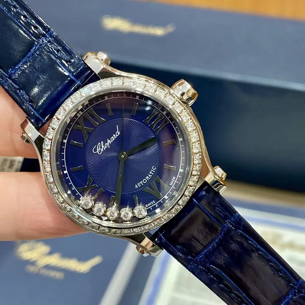 Chopard Women Happy Sport 30mm in Blue and Diamonds (4)