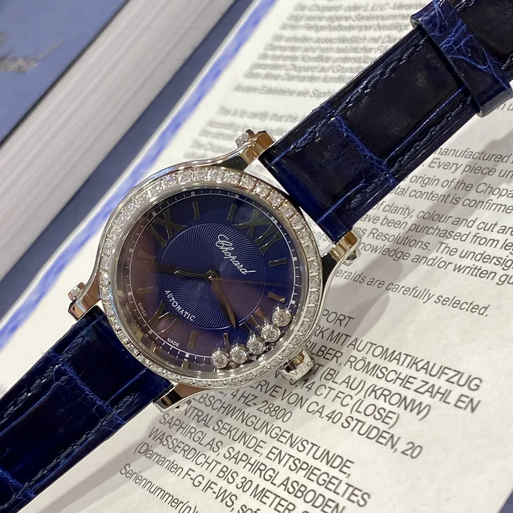 Chopard Women Happy Sport 30mm in Blue and Diamonds (6)