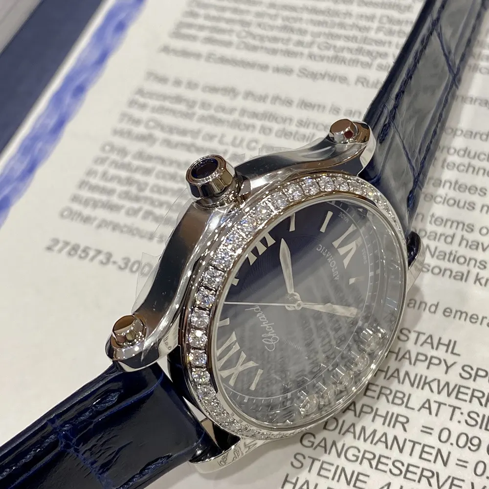 Chopard Women Happy Sport 30mm in Blue and Diamonds (7)