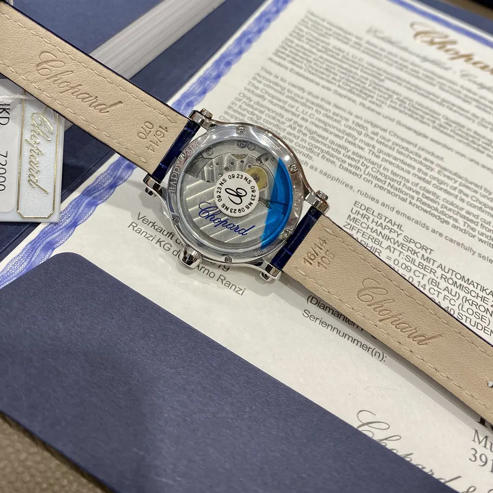 Chopard Women Happy Sport 30mm in Blue and Diamonds (8)