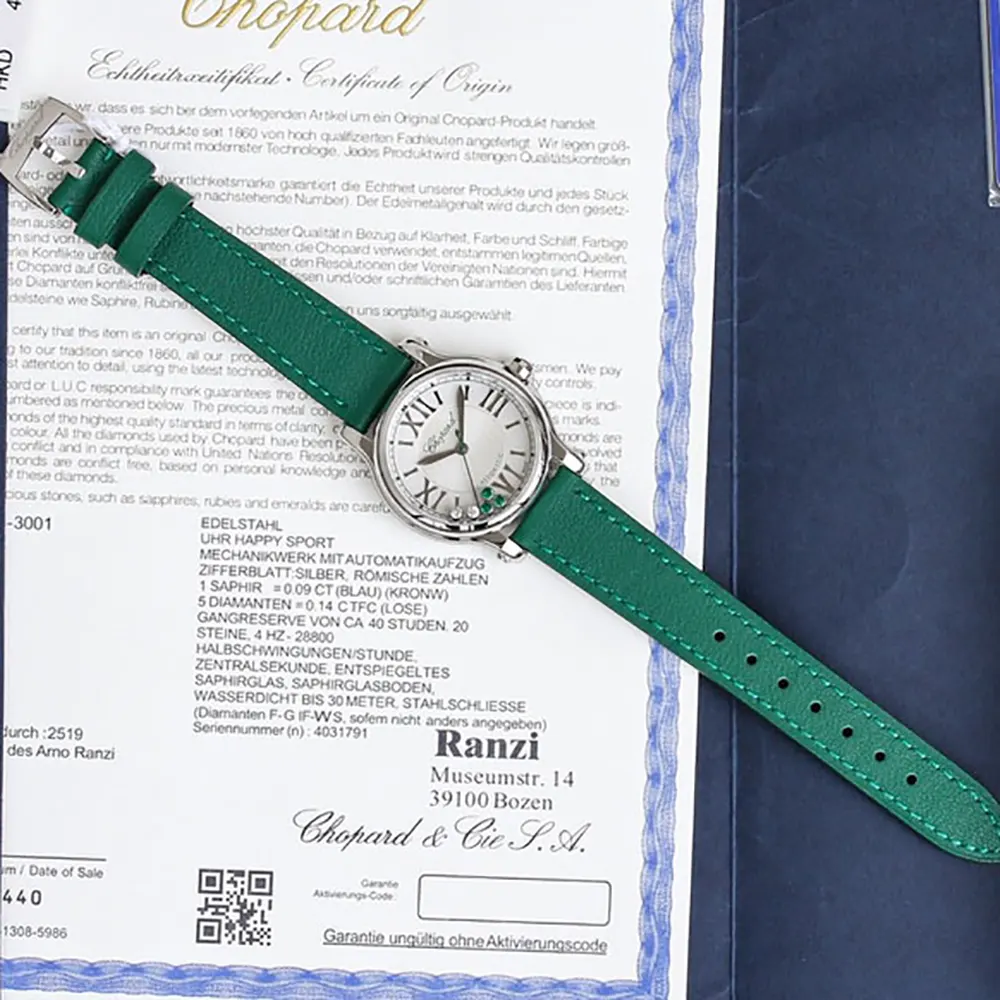 Chopard Women Happy Sport 30mm in Green and Diamonds (2)