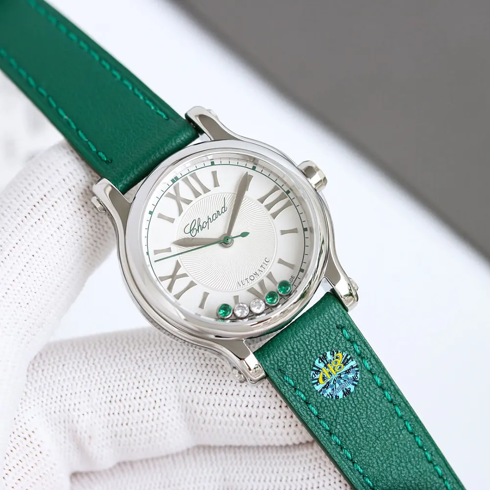Chopard Women Happy Sport 30mm in Green and Diamonds (3)