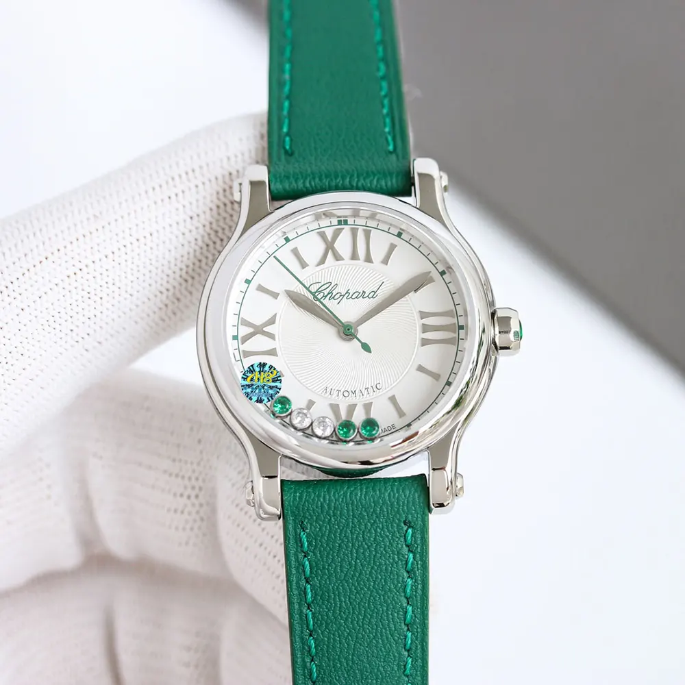 Chopard Women Happy Sport 30mm in Green and Diamonds (4)