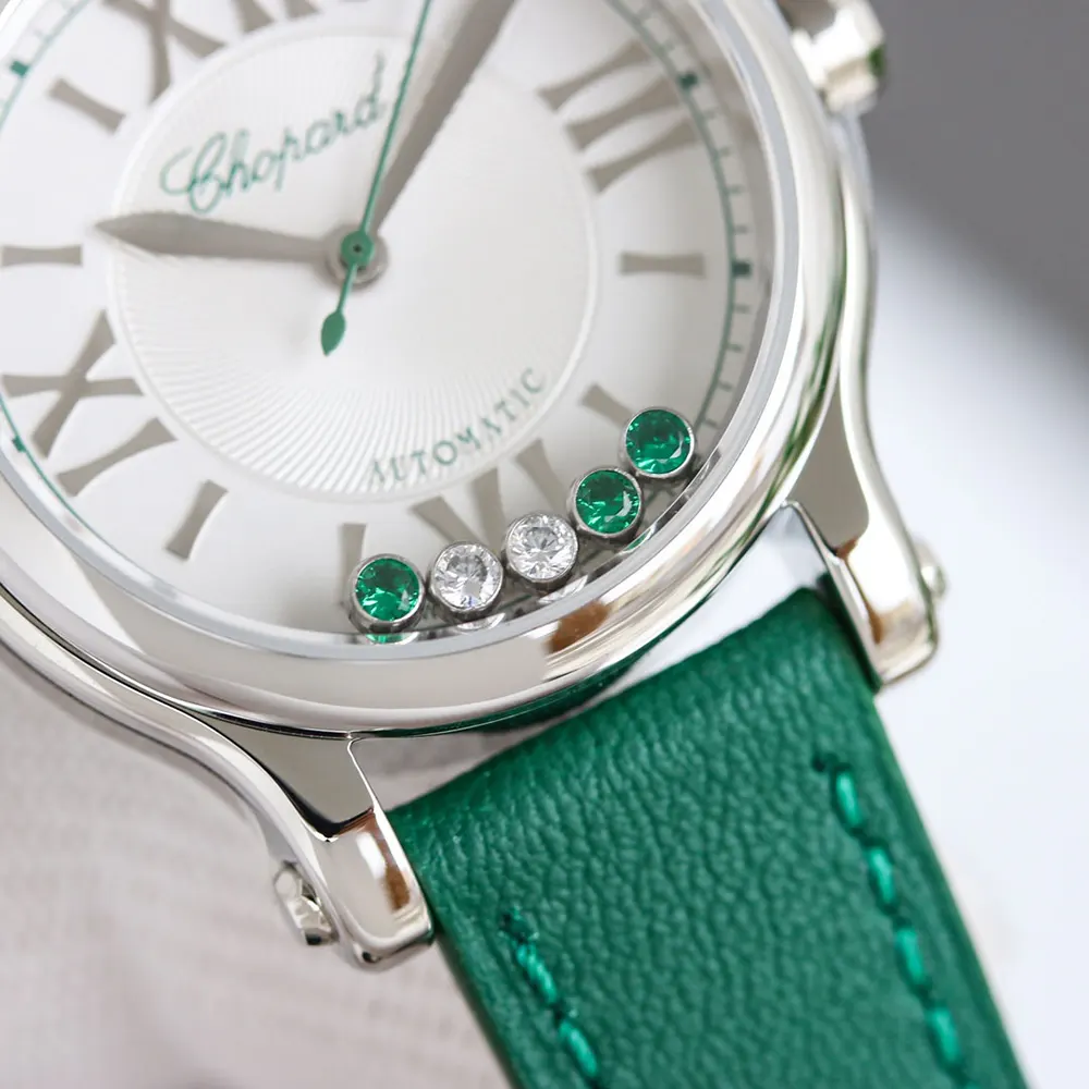 Chopard Women Happy Sport 30mm in Green and Diamonds (6)