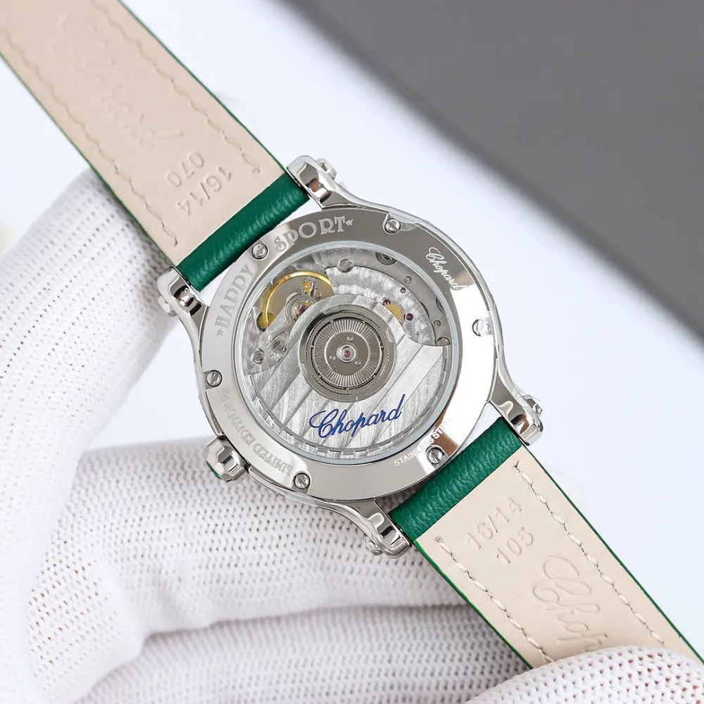 Chopard Women Happy Sport 30mm in Green and Diamonds (8)