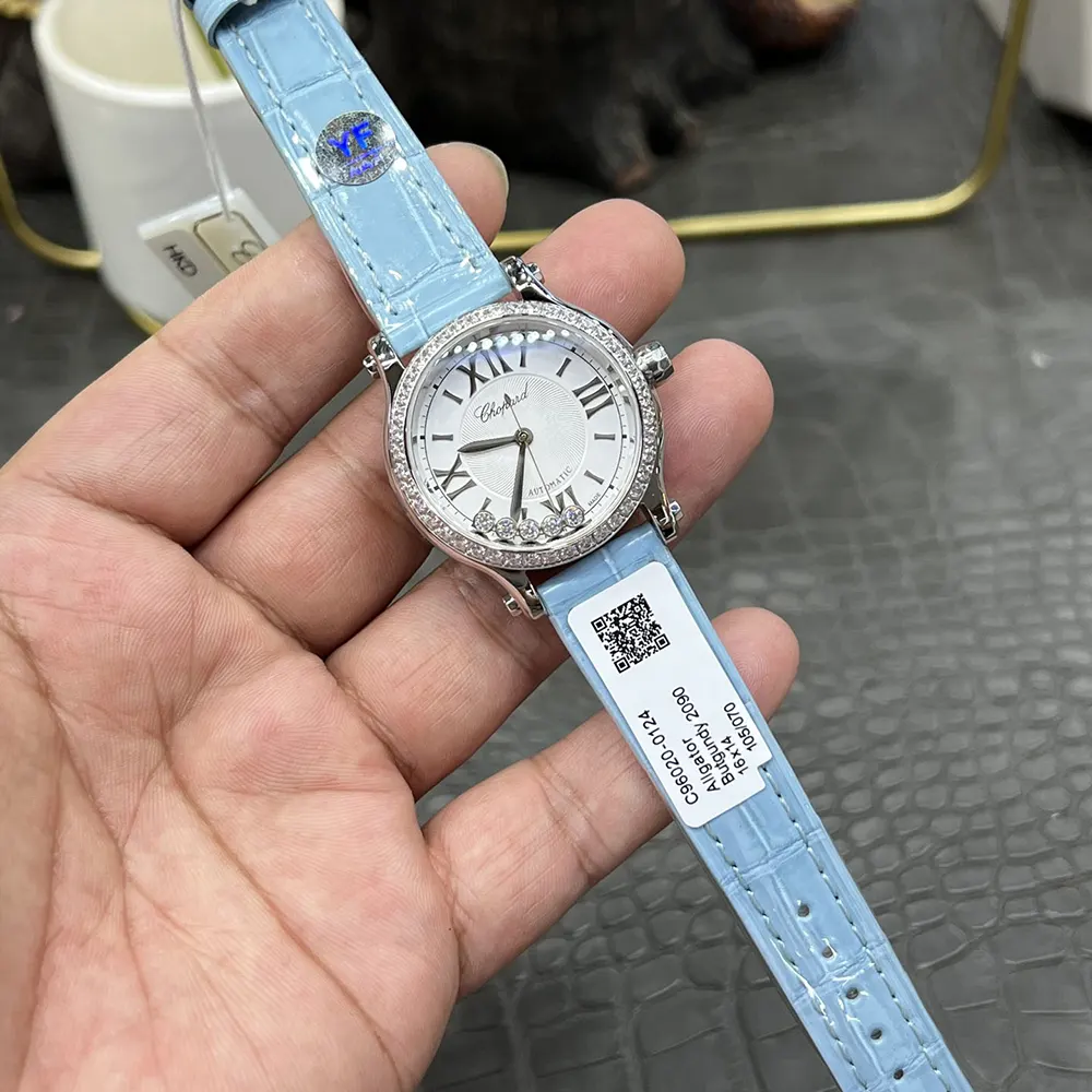 Chopard Women Happy Sport 33mm in Aquamarines and Diamonds (10)