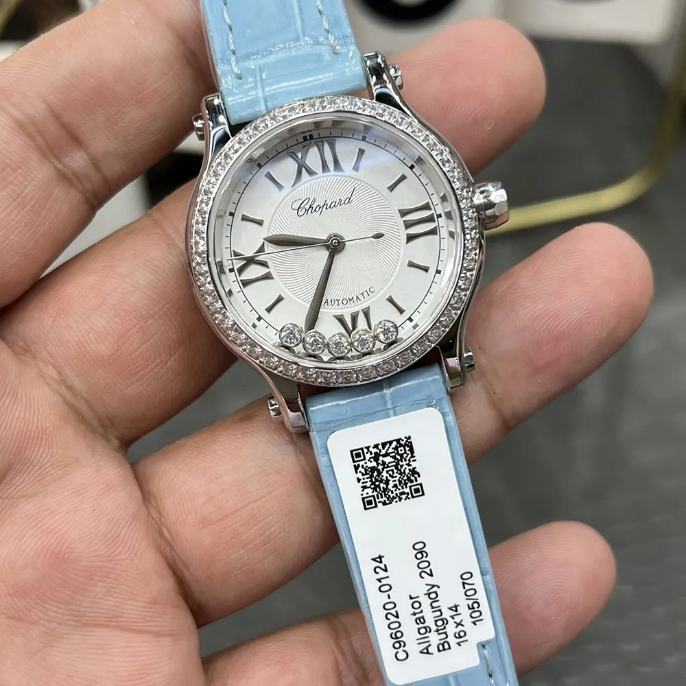 Chopard Women Happy Sport 33mm in Aquamarines and Diamonds (3)