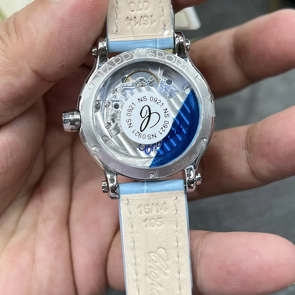 Chopard Women Happy Sport 33mm in Aquamarines and Diamonds (8)