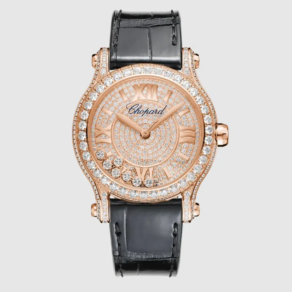Chopard Women Happy Sport 36 mm in Rose Gold and Diamonds