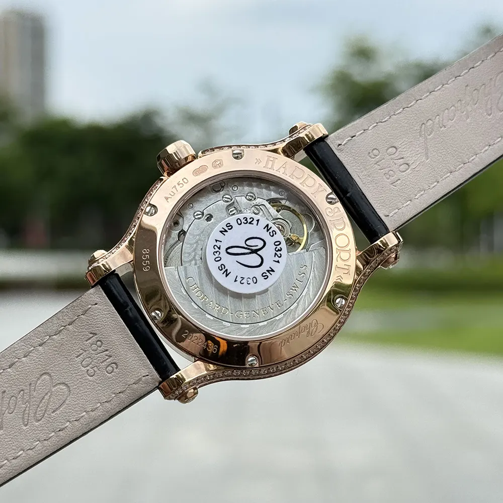 Chopard Women Happy Sport 36 mm in Rose Gold and Diamonds (9)