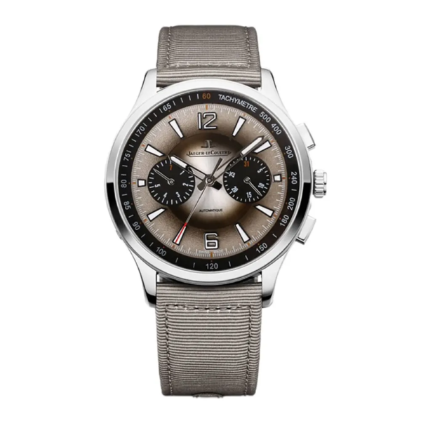 Jaeger-LeCoultre Men Polaris Chronograph Grey Dial on Brown Nylon Strap (1)
