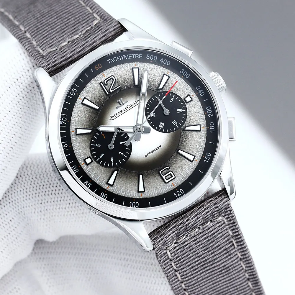Jaeger-LeCoultre Men Polaris Chronograph Grey Dial on Brown Nylon Strap (2)