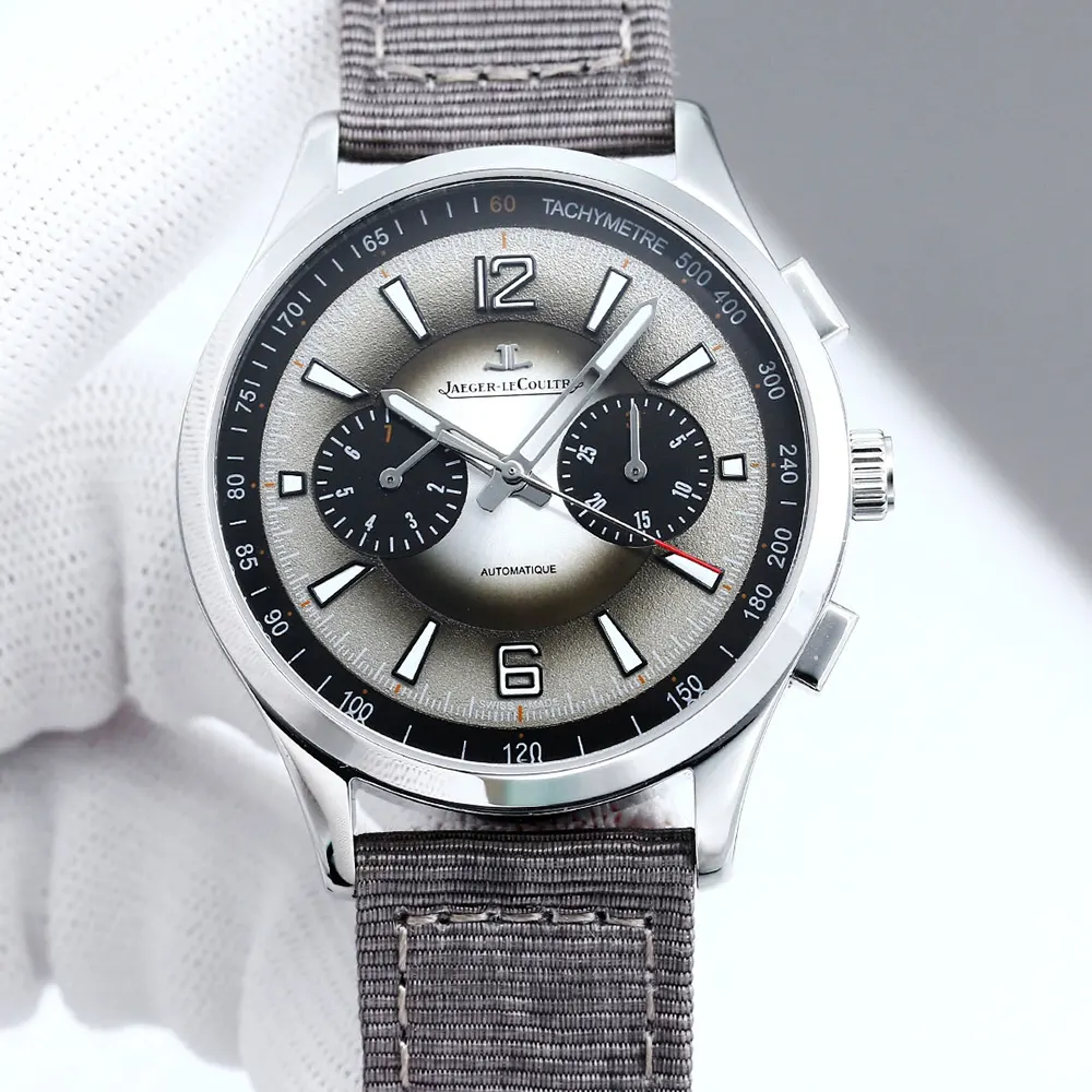 Jaeger-LeCoultre Men Polaris Chronograph Grey Dial on Brown Nylon Strap (3)