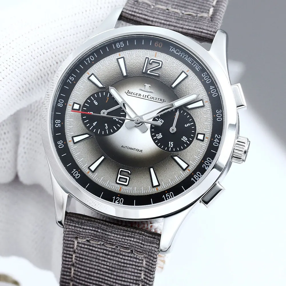 Jaeger-LeCoultre Men Polaris Chronograph Grey Dial on Brown Nylon Strap (4)