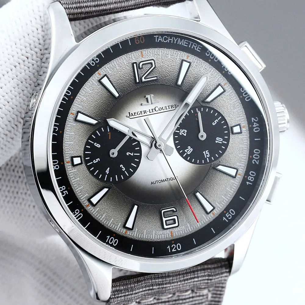 Jaeger-LeCoultre Men Polaris Chronograph Grey Dial on Brown Nylon Strap (5)