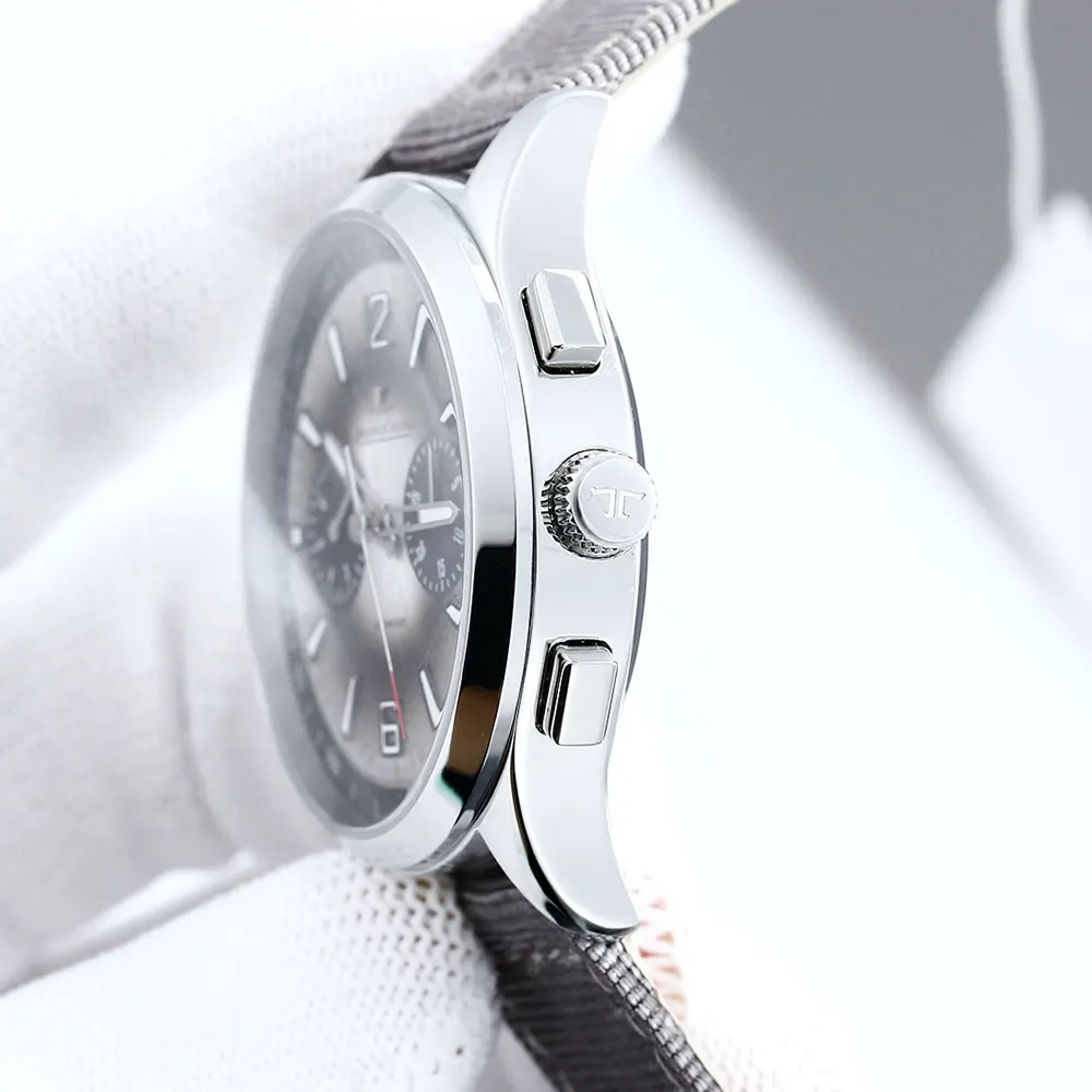 Jaeger-LeCoultre Men Polaris Chronograph Grey Dial on Brown Nylon Strap (6)