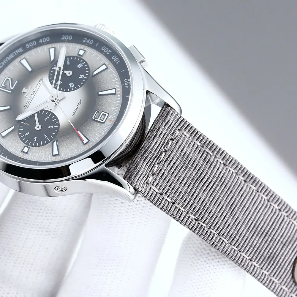 Jaeger-LeCoultre Men Polaris Chronograph Grey Dial on Brown Nylon Strap (7)