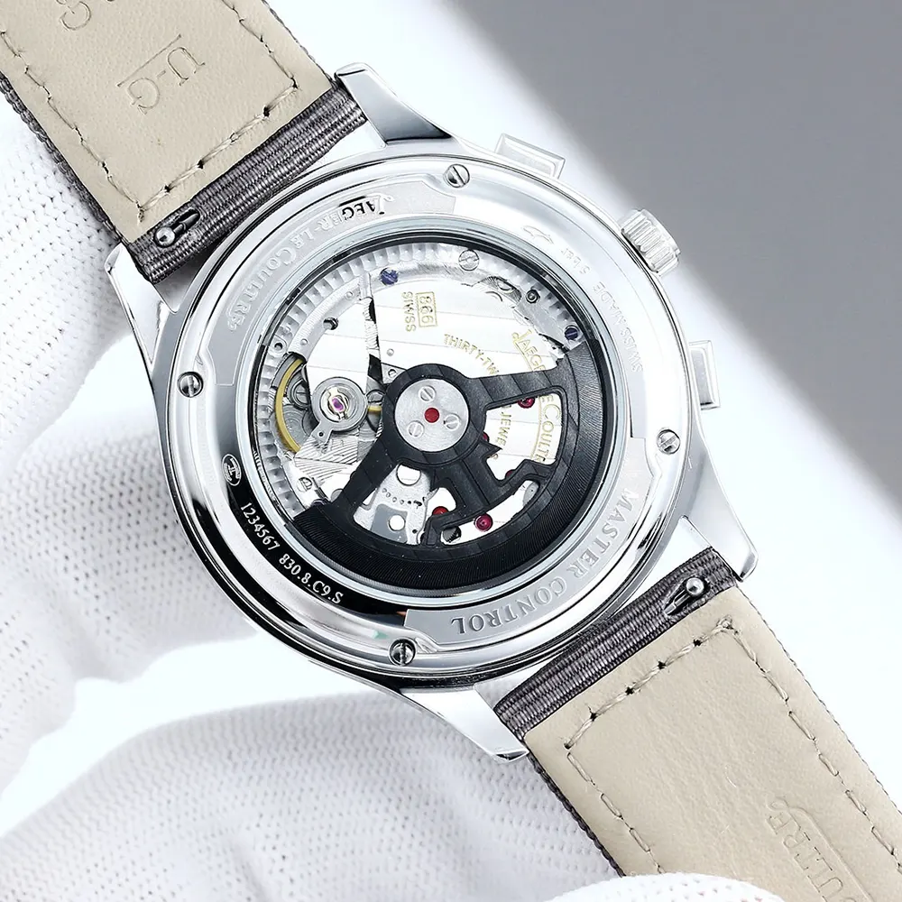 Jaeger-LeCoultre Men Polaris Chronograph Grey Dial on Brown Nylon Strap (9)