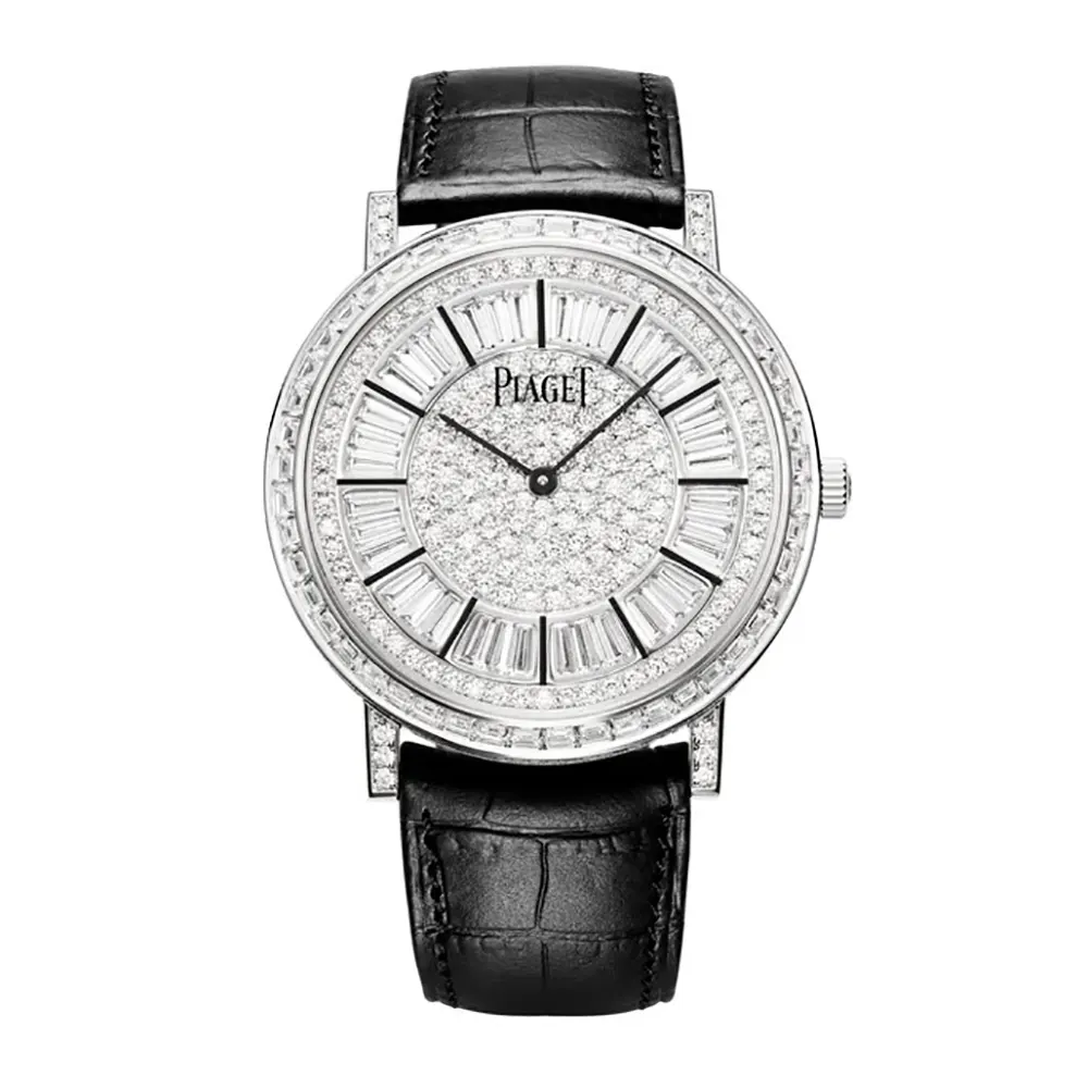 Piaget Men Traditional Watch Pave Set Diamond 41mm White Gold