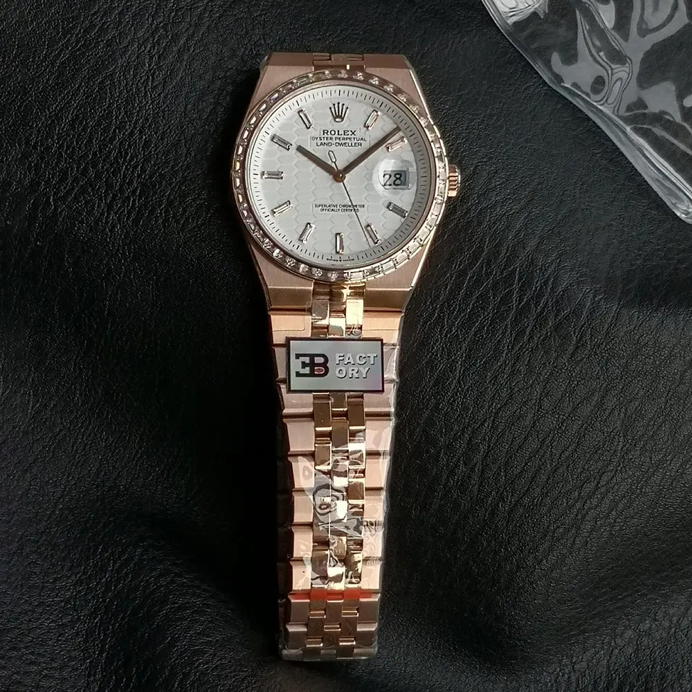 Rolex Men Land-Dweller 40mm in White and Diamonds (3)