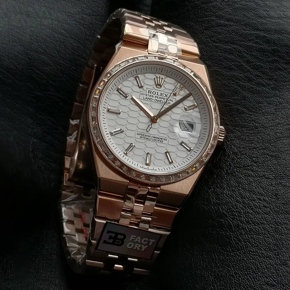 Rolex Men Land-Dweller 40mm in White and Diamonds (4)