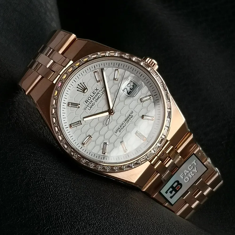 Rolex Men Land-Dweller 40mm in White and Diamonds (5)