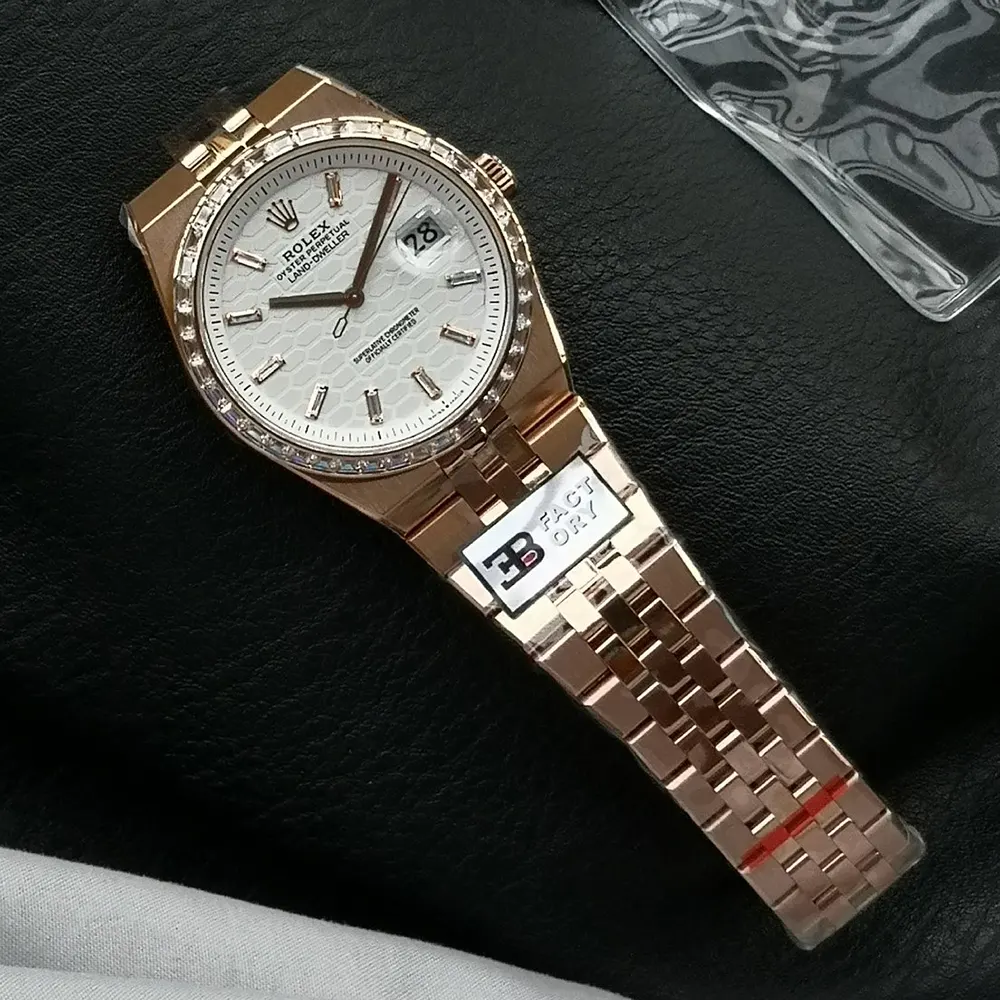 Rolex Men Land-Dweller 40mm in White and Diamonds (6)
