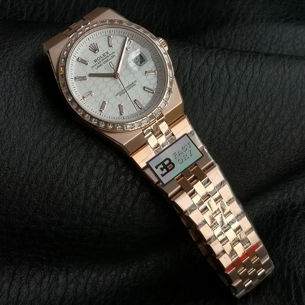 Rolex Men Land-Dweller 40mm in White and Diamonds (7)