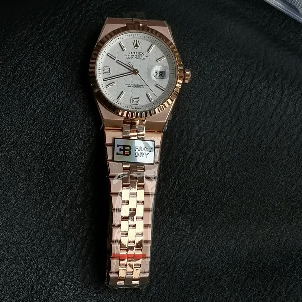 Rolex Men Land-Dweller 40mm in White and Rose Gold (2)